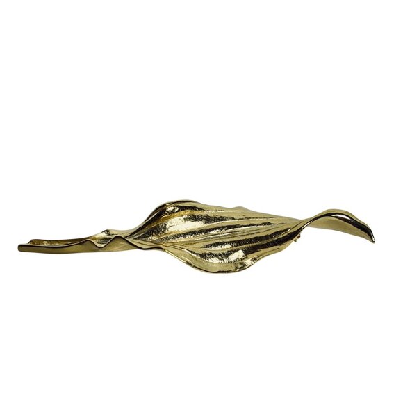 Vintage Trifari Gold Tone Leaf Brooch (6069) - Picture 8 of 8